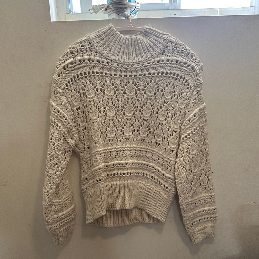 Mango Ivory Knit Turtleneck Sweater